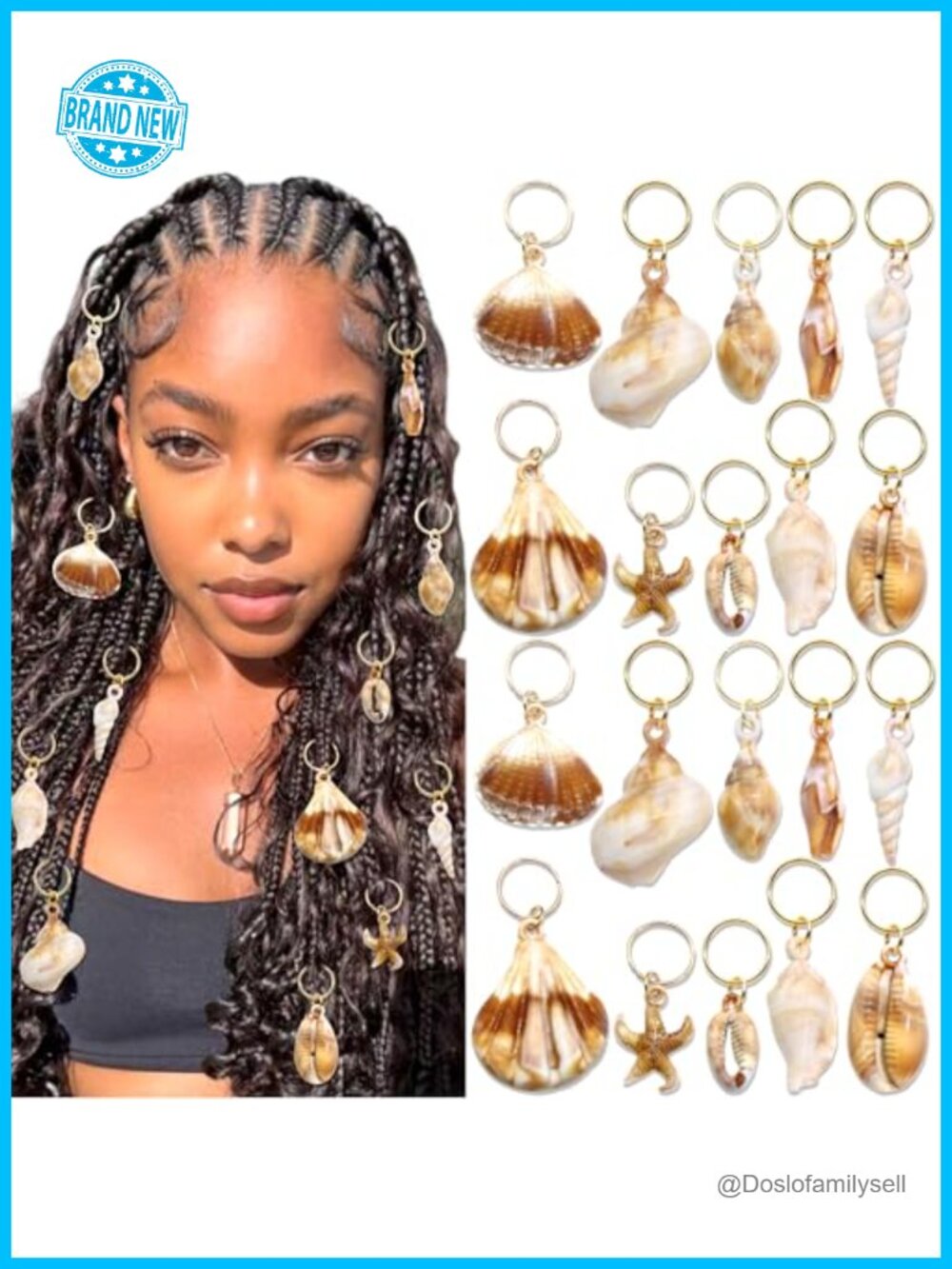 38PCS Seashell Hair Jewelry Charms for Braids Locs